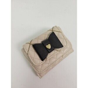 Betsey Johnson White Quilted Wallet with Black Bow Women's Trifold